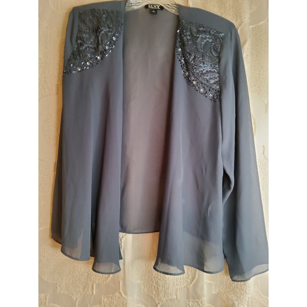 #645 Brand New With Tags Women's SLNY Chiffon Beaded Top Size 10